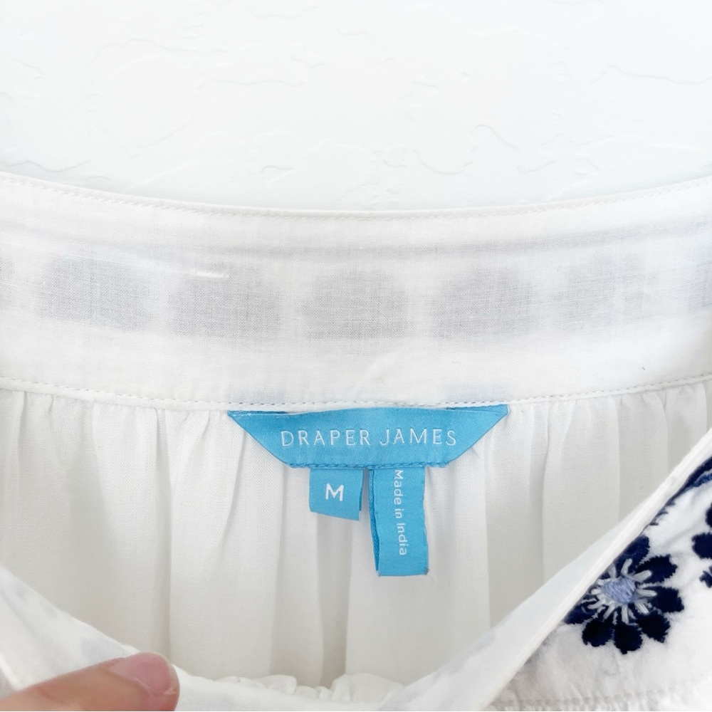 Draper James Embroidered White dress with blue floral Pattern Size Medium - Picture 8 of 14